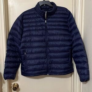 Packable puffer jacket. Navy Blue. XXL